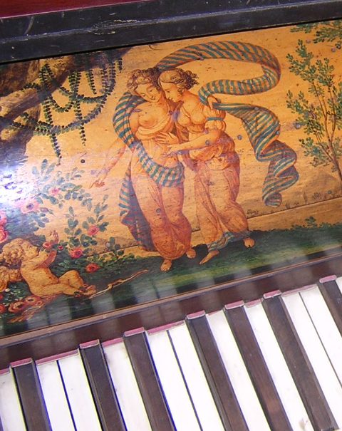 decorazione sopratastiera piano viennese 1815 ca.